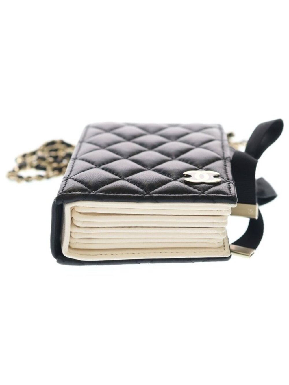 Chanel Book Card Case Mini Bag Chain Black Lambskin Gold - Picture 4 of 6